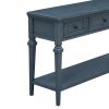 TREXM Classic Retro Style Console Table with Three Top Drawers and Open Style Bottom Shelf, Easy Assembly (Navy)