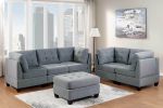 Modular Sofa Set 6pc Set Living Room Furniture Sofa Loveseat Tufted Couch Nail heads Gray Linen Like Fabric 4x Corner Wedge 1x Armless Chair and 1x Ot