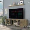 Valdivia Tv Stand for TV¬¥s up 70"; Four Open Shelves; Five Legs -Light Oak