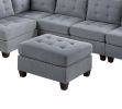 Contemporary Modular Sectional 6pc Set Living Room Furniture Corner Sectional Gray Linen Like Fabric Tufted Nail heads 2x Corner Wedge 3x Armless Chai