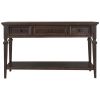 TREXM Classic Retro Style Console Table with Three Top Drawers and Open Style Bottom Shelf, Easy Assembly (Espresso)