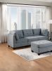 Modular Sofa Set 6pc Set Living Room Furniture Sofa Loveseat Tufted Couch Nail heads Gray Linen Like Fabric 4x Corner Wedge 1x Armless Chair and 1x Ot