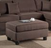 Chocolate Color 3pcs Sectional Living Room Furniture Reversible Chaise Sofa And Ottoman Polyfiber Linen Like Fabric Cushion Couch