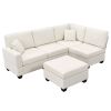 [VIDEO provided][New]89.8*60.2" Modern Sectional Sofa,5-Seat Modular Couch Set with Convertible Ottoman,L-Shape Linen Fabric Corner Couch Set with 2 P