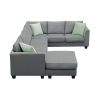 [VIDEO provided] 112*87" Sectional Sofa Couches Living Room Sets, 7 Seats Modular Sectional Sofa with Ottoman, L Shape Fabric Sofa Corner Couch Set wi