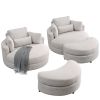 [Video] Welike Swivel Accent Barrel Modern Sofa Lounge Club Big Round Chair with Storage Ottoman Linen Fabric for Living Room Hotel with Pillows . *2P