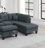 Living Room Furniture 3-PCS Sectional Sofa Set LAF Sofa RAF Chaise And Storage Ottoman Cup Holder Charcoal Color Linen-Like Fabric Couch