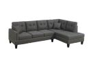 2-PCS SECTIONAL SET Living Room Furniture LAF Sofa And RAF Chaise Dark Coffee Color Linen Like Fabric Tufted Couch