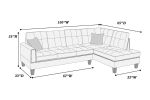 2-PCS SECTIONAL SET Living Room Furniture LAF Sofa And RAF Chaise Dark Coffee Color Linen Like Fabric Tufted Couch