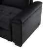 Sleeper Sectional Sofa, L-Shape Corner Couch Sofa-Bed with Storage Ottoman & Hidden Arm Storage & USB Charge for Living Room Apartment, Black