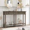 TREXM Console Table Sofa Table Easy Assembly with Two Storage Drawers and Bottom Shelf for Living Room, Entryway (Grey Wash)