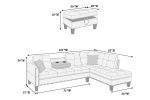 Living Room Furniture 3-PCS Sectional Sofa Set LAF Sofa RAF Chaise And Storage Ottoman Cup Holder Charcoal Color Linen-Like Fabric Couch