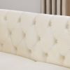 58.8" Chesterfield Sofa Beige Velvet for Living Room, 2 Seater Sofa Tufted Couch with Rolled Arms and Nailhead for Living Room, Bedroom, Office, Apart