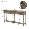 TREXM Console Table Sofa Table Easy Assembly with Two Storage Drawers and Bottom Shelf for Living Room, Entryway (Grey Wash)