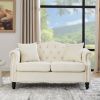 57" Chesterfield Sofa Grey Velvet for Living Room, 2 Seater Sofa Tufted Couch with Rolled Arms and Nailhead for Living Room, Bedroom, Office, Apartmen