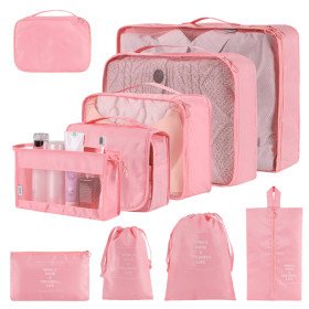 Home Fashion Simple Solid Color Storage Bag (Option: Pink-10Set)