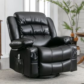 Massage Swivel Rocker Recliner Chair with Vibration Massage and Heat Ergonomic Lounge Chair for Living Room with Rocking Function and Side Pocket 2 Cu (Color: as Pic)