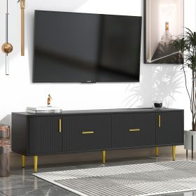 U-Can Modern TV Stand with 5 Champagne Legs - Durable, Stylish and Spacious, TVs Up to 75'' (Color: as Pic)