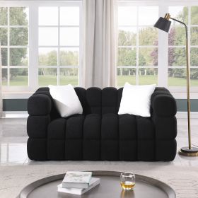 62.2length ,35.83" deepth ,human body structure for USA people, marshmallow sofa,boucle sofa ,White color,3 seater (Color: Black)