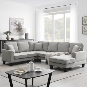 [VIDEO provided] [New] 108*85.5" Modern U Shape Sectional Sofa, 7 Seat Fabric Sectional Sofa Set with 3 Pillows Included for Living Room, Apartment, O (Color: as Pic)