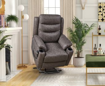 Liyasi Electric Power Lift Recliner Chair with 1 Motor, 3 Positions, 2 Side Pockets, Cup Holders,Suede fabric (Color: as Pic)
