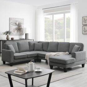 108*85.5" Modern U Shape Sectional Sofa, 7 Seat Fabric Sectional Sofa Set with 3 Pillows Included for Living Room, Apartment, Office,3 Colors (Color: Dark Gray)
