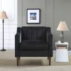 Modern Upholstered Tufted Accent Chair, Velvet Fabric Single Sofa Side Chair, Comfy Barrel Club Living Room Armchair with Solid Wood Legs for Bedroom