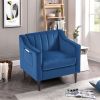 Modern Upholstered Tufted Accent Chair, Velvet Fabric Single Sofa Side Chair, Comfy Barrel Club Living Room Armchair with Solid Wood Legs for Bedroom