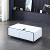 Smart Table Fridge, Multifunctional Coffee Table, Tempered Glass Table Top and Back Storage