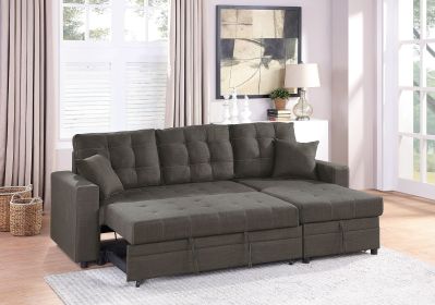 SECTIONAL in Black Faux Leather (Color: as Pic)