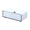 Smart Table Fridge, Multifunctional Coffee Table, Tempered Glass Table Top and Back Storage