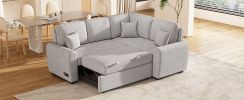 87.4"Sectional Sleeper Sofa with USB Charging Port and Plug Outlet,Pull-Out Sofa Bed with 3 Pillows, L-Shape Chaise for Living Room Small Apartment,Bl