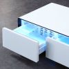 Smart Table Fridge, Multifunctional Coffee Table, Tempered Glass Table Top and Back Storage