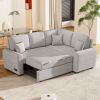 87.4"Sectional Sleeper Sofa with USB Charging Port and Plug Outlet,Pull-Out Sofa Bed with 3 Pillows, L-Shape Chaise for Living Room Small Apartment,Bl