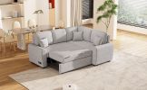 87.4"Sectional Sleeper Sofa with USB Charging Port and Plug Outlet,Pull-Out Sofa Bed with 3 Pillows, L-Shape Chaise for Living Room Small Apartment,Bl