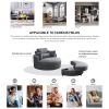 [Video] Welike Swivel Accent Barrel Modern Dark Grey Sofa Lounge Club Big Round Chair with Storage Ottoman Linen Fabric for Living Room Hotel with Pil