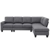 [VIDEO provided] [New] 104.3*78.7" Modern L-shaped Sectional Sofa,7-seat Linen Fabric Couch Set with Chaise Lounge and Convertible Ottoman for Living