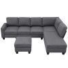 [VIDEO provided] [New] 104.3*78.7" Modern L-shaped Sectional Sofa,7-seat Linen Fabric Couch Set with Chaise Lounge and Convertible Ottoman for Living