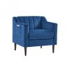 Modern Upholstered Tufted Accent Chair, Velvet Fabric Single Sofa Side Chair, Comfy Barrel Club Living Room Armchair with Solid Wood Legs for Bedroom