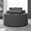 [Video] Welike Swivel Accent Barrel Modern Dark Grey Sofa Lounge Club Big Round Chair with Storage Ottoman Linen Fabric for Living Room Hotel with Pil