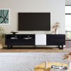 Modern TV Stand for 80'' TV with Double Storage Space, Media Console Table, Entertainment Center with Drop Down Door for Living Room, Bedroom, Home Th