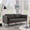 Modern Sofa 3-Seat Couch with Stainless Steel Trim and Metal Legs for Living Room