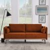 Modern Sofa 3-Seat Couch with Stainless Steel Trim and Metal Legs for Living Room