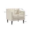 Modern Upholstered Tufted Accent Chair, Velvet Fabric Single Sofa Side Chair, Comfy Barrel Club Living Room Armchair with Solid Wood Legs for Bedroom