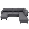 [VIDEO provided] [New] 104.3*78.7" Modern L-shaped Sectional Sofa,7-seat Linen Fabric Couch Set with Chaise Lounge and Convertible Ottoman for Living