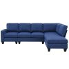 104.3*78.7" Modern L-shaped Sectional Sofa,7-seat Linen Fabric Couch Set with Chaise Lounge and Convertible Ottoman for Living Room,Apartment,Office,3