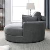 [Video] Welike Swivel Accent Barrel Modern Dark Grey Sofa Lounge Club Big Round Chair with Storage Ottoman Linen Fabric for Living Room Hotel with Pil