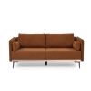 Modern Sofa 3-Seat Couch with Stainless Steel Trim and Metal Legs for Living Room