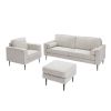 Living Room Upholstered Sofa with high-tech Fabric Surface/ Chesterfield Tufted Fabric Sofa Couch, Large-White.