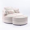 Large round chair with storage linen fabric for living room hotel with cushions